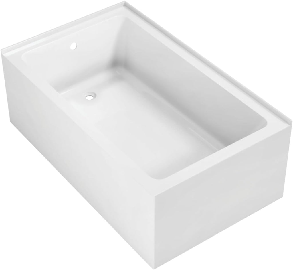 VTAP6036L22TS 60-Inch Acrylic 2-Wall Corner Alcove Tub with Left Hand Drain, White
