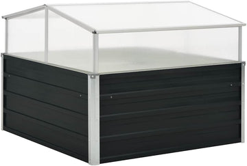 Galvanized Raised Garden Bed with Greenhouse Cover, 39.4" x 39.4" x 30.3" Square Cold Frame Greenhouse, Open Bottom