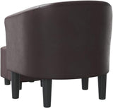 Modern Lounge Chair and Ottoman — Brown Faux Leather