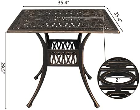 5-Piece Cast Aluminium Outdoor Patio Furniture Set - Dining | Bronze for Patio, Garden & Porch