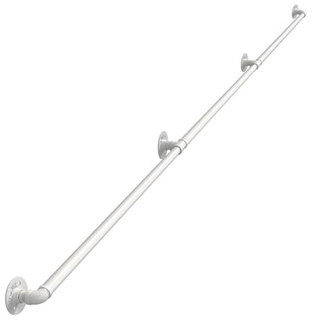10FT Stair Handrail 440LB Wall-Mount Metal Rail Indoor Outdoor White