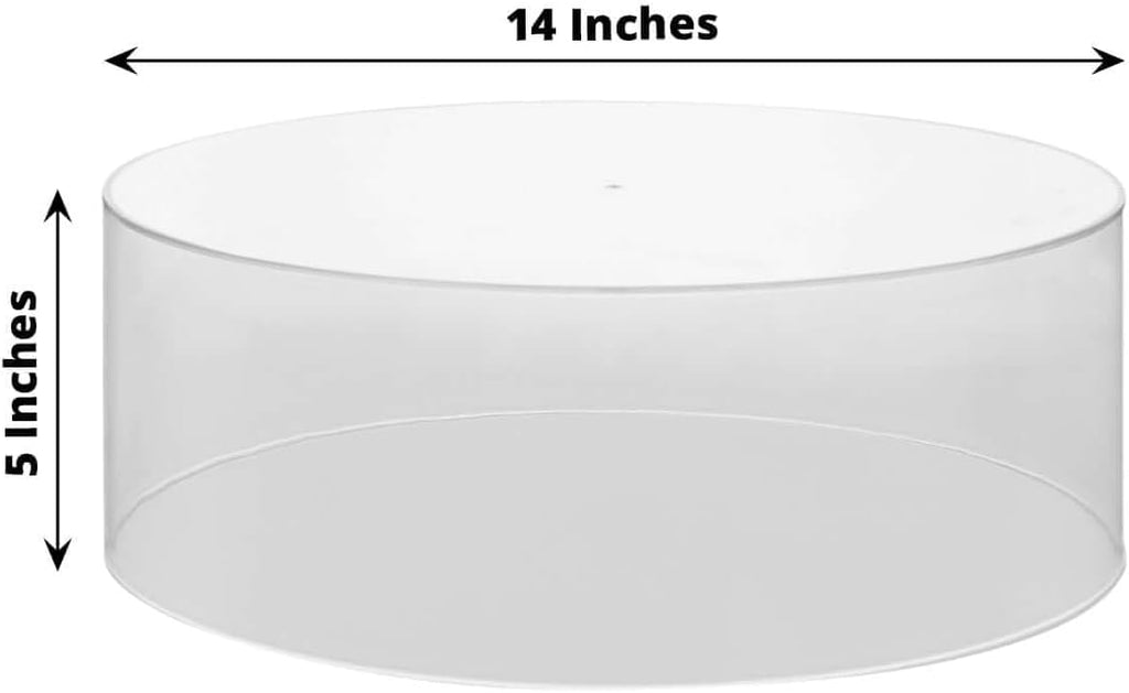 14" Round Clear Acrylic Cake Stand, Transparent Fillable Display Box, Pedestal Riser with Hollow Bottom for Weddings