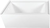 VTAP603222L Aqua Eden 60-Inch Acrylic Alcove Tub with Left Hand Drain Hole, L 60" x W 32" x H 21-5/8"D, White
