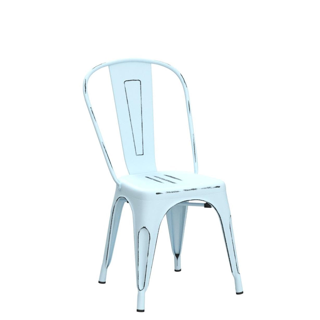 Metal Dining Chair Indoor Outdoor Use Stackable Chic Side Classic Trattoria Metal Chairs Set of 4, Bistro and Cafe
