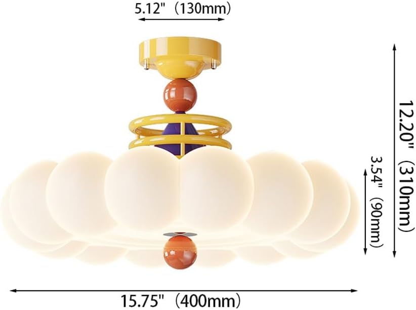 Modern Semi Flush Mount Ceiling Light, Cloud Kids Room Ceiling Lamp, 40cm Full Spectrum Eye-Care LED, Color