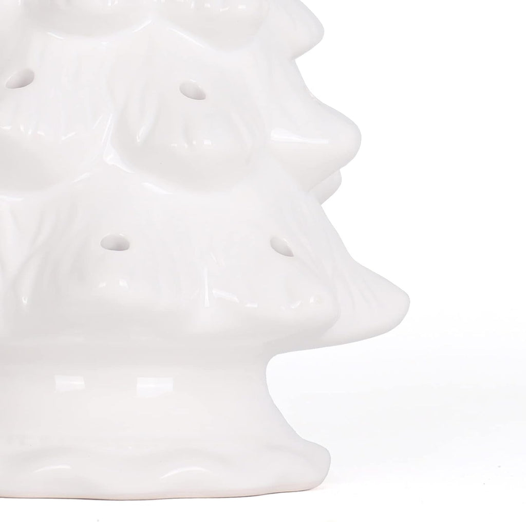 Blank Ceramic Christmas Tree - Lighted Vintage Miniature Tree (Medium, White)