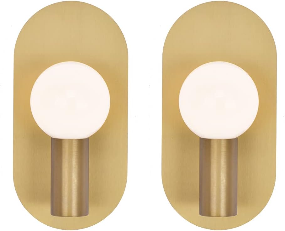 Modern Wall Sconce Set of 2, Mid Century Sconces Wall Light, Brushed Gold Wall Lighting Fixtures, Oval Stylish Wall