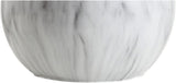 21.5" White/Brass Gold Faux Marble Resin Table Lamp, Glam Geometric Sphere Base Bedroom, White Linen Drum Shade