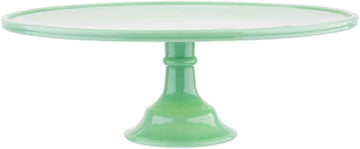 HJCP13 Glass Cake Stand, 12.875" x 4.375", Green