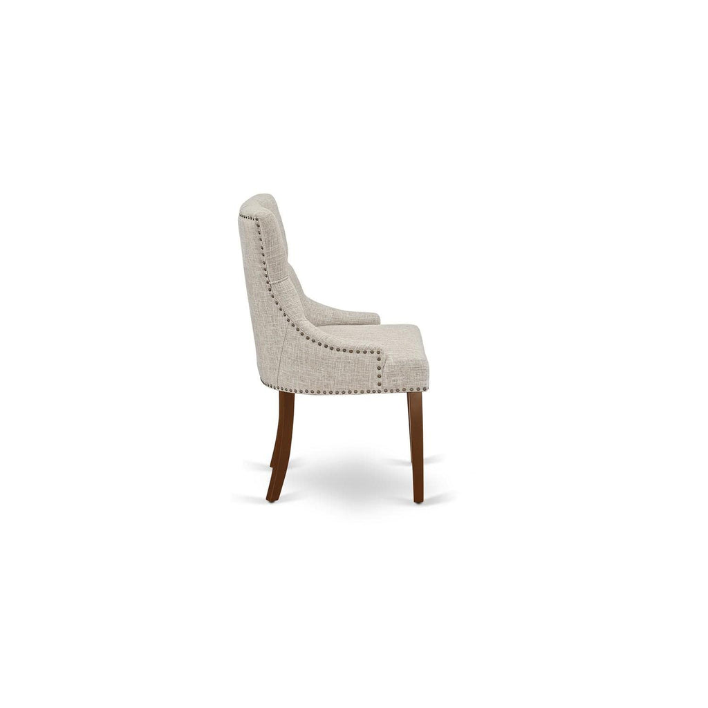 West Furniture FRP3T05 Friona Parson Dining Chairs - Button Tufted Nailhead Trim Doeskin Linen Fabric Upholstered
