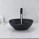 Oval Black Vessel Sink with Faucet and Drain Combo -Bokaiya 16x13 Ceramic Bathroom Sink Above Counter Vessel Oval