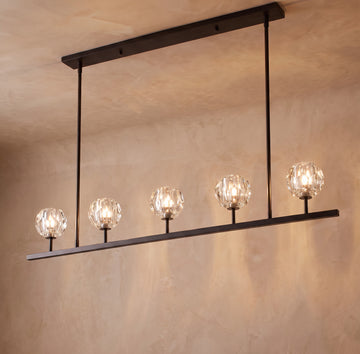 Inspired Boule de Cristal Style 48 Inch Linear Crystal Sphere Chandelier Bronze - Main Product View