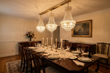 Set of 3 French Empire Crystal Chandeliers - Gold Finish - H22" X W15" 3 Lights Each - Dining Room, Foyer, Entry Way, Living Room
