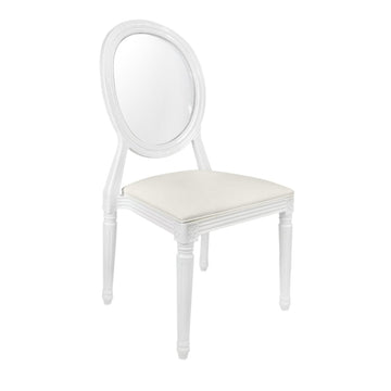 White Resin Louis Pop Chair Clear Back and White Vinyl Seat