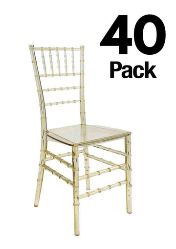 40 Chair Pack Clear Gold Champagne Resin Thin-Seat Ballroom Chair