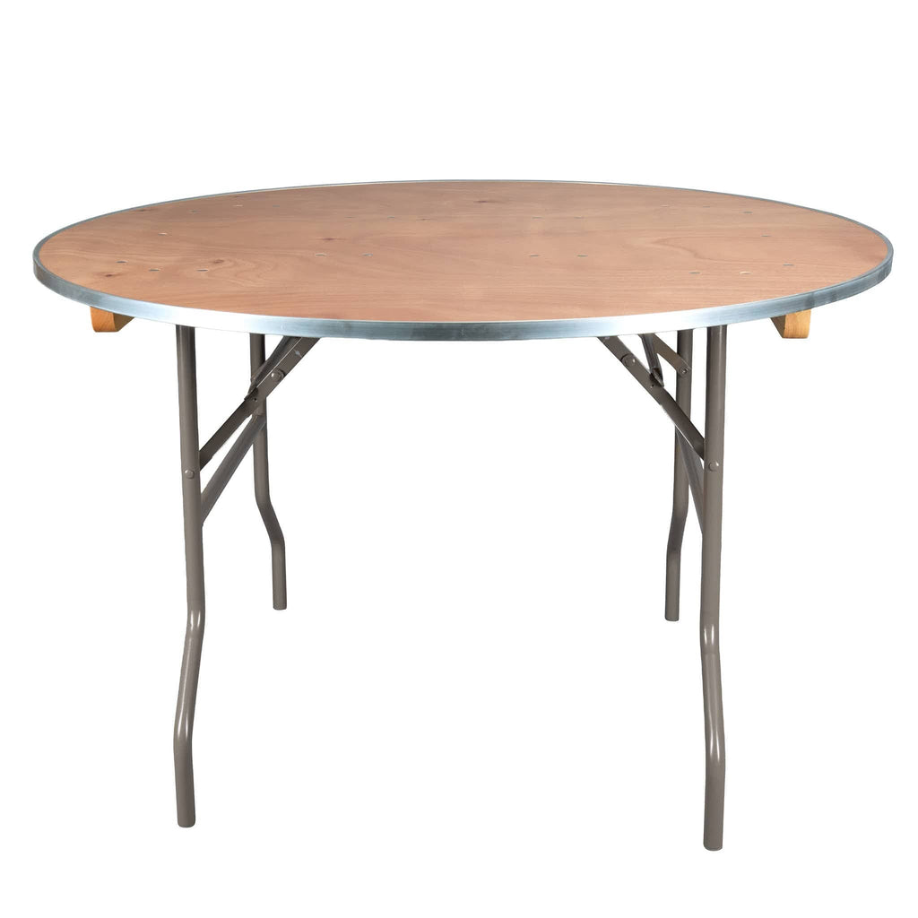8 Plywood 48" (4 Foot) Round Folding Tables with Metal Edge + Steel Banquet Table Cart