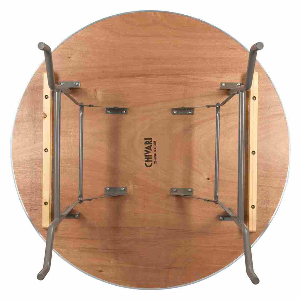 10 Plywood 48" (4 Foot) Round Folding Tables with Metal Edge + Extra Large Steel Banquet Table Cart