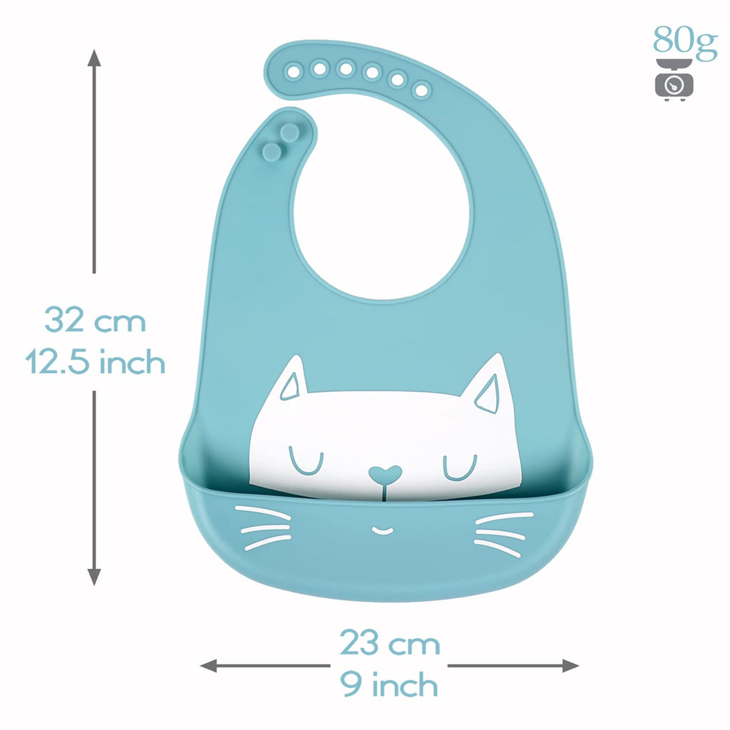 Baby Silicone Feeding Bibs, 3pcs Adjustable Waterproof Bibs for Feeding