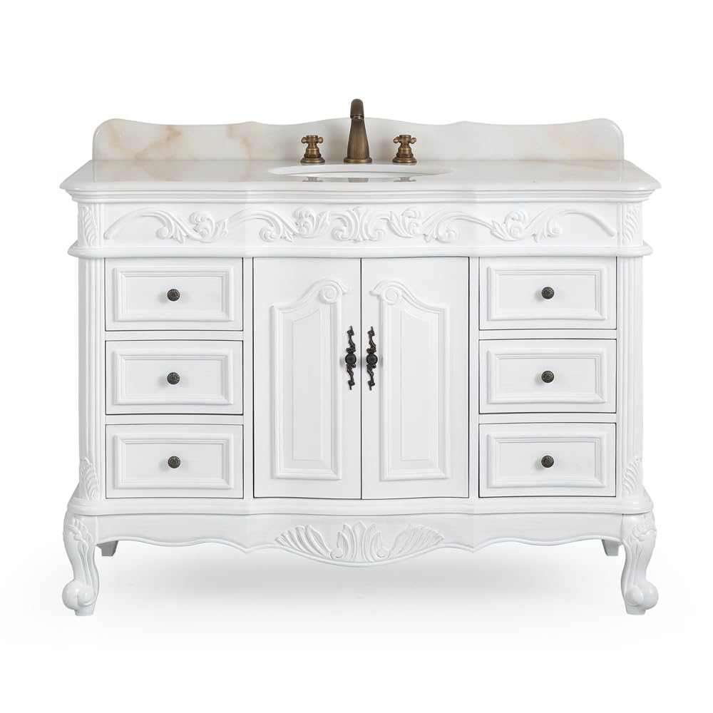 48" Traditional Style Antique White Beckham Bathroom Sink Vanity