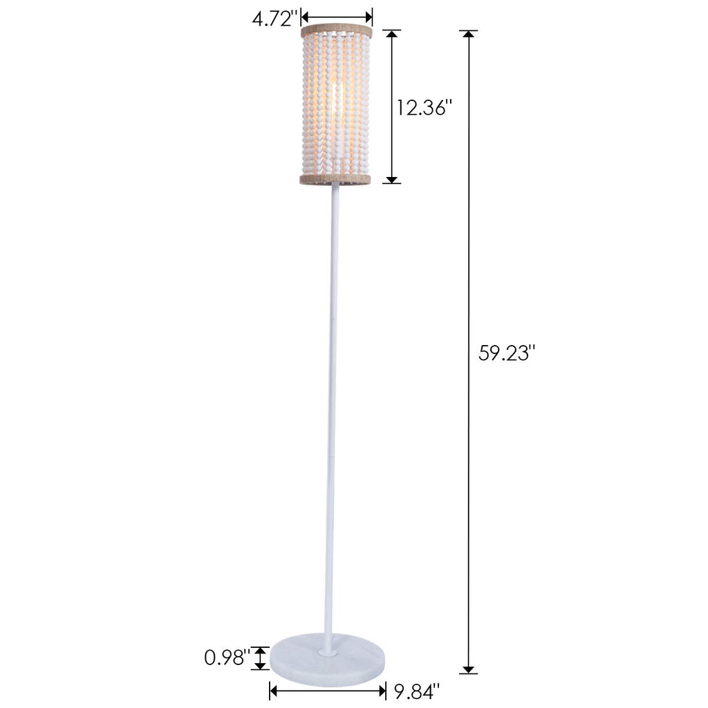 Bohemia Boho Floor Lamp with White Wood Beaded Shade, Girl Room