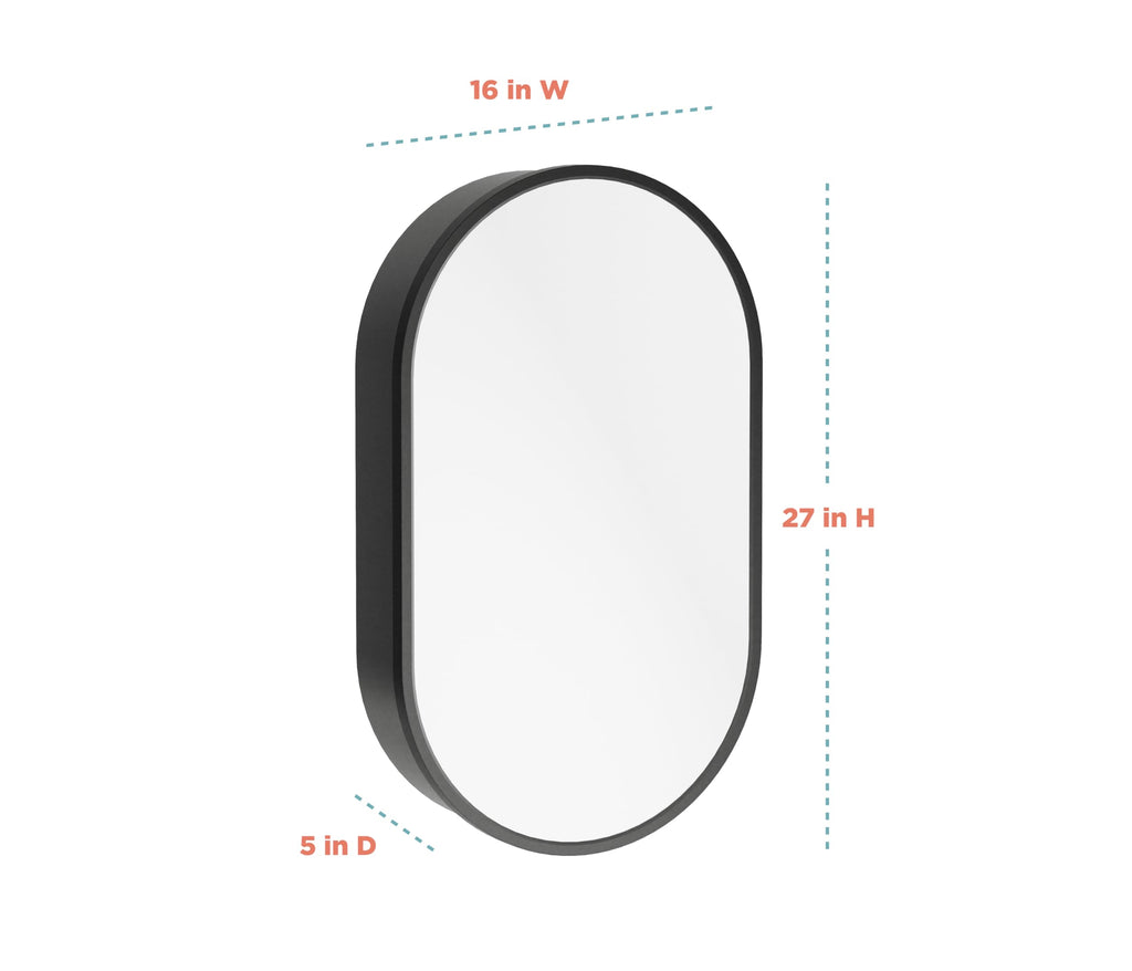 Bathroom Medicine Cabinet with Mirror, Oval Bathroom Wall Cabinet with Rustproof Aluminum Frame, 3 Shelves, Surface