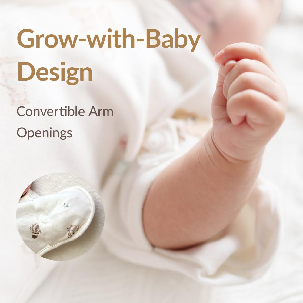 Newborn Swaddle Sack, IHDI Certified, Calms Startle Reflex, 100% Cotton Wearable Blanket, Newborn Essentials