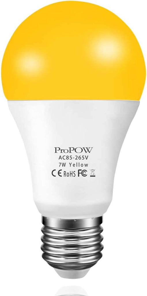 Amber Yellow LED Light Bulb, 7W Dusk to Dawn Bulbs 40W Equivalent A19 Auto on/Off LED Bulbs Outdoor Lights 580 Lumens