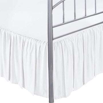 White Solid Queen Ruffled Bed Skirt 15 Inch Drop Split Corner with Platform Bed Skirt Easy Fit Gathered Style, 3