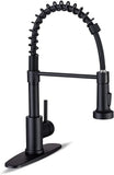 Kitchen Faucets with Pull Down Sprayer Commercial Industrial Stainless Steel Single Handle Single Hole Spring