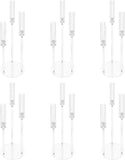 3 Arms Clear Acrylic Candlesticks Holder 6PCS 29.92" Tall Candelabra Candle Holder, Weddings, Receptions, Birthdays