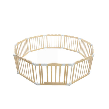 Pre-Assembled Extra Large Wooden Playpen for Babies and Toddlers, Foldable Baby Playpen - Adjustable Shape, Security