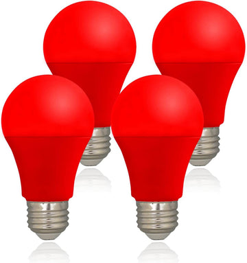 LED Red Color Light Bulb - A19 E26 Base, 9W (60W Equivalent)
