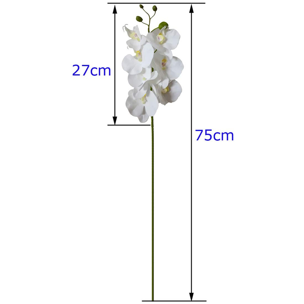 10 Pcs Artificial Real Touch Latex Phalaenopsis Orchid Stem Bouquets with 2 Leaves Artificial Flowers for Wedding