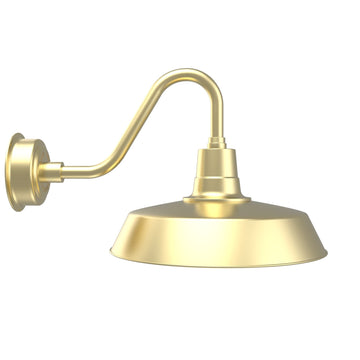 18" Vintage Gooseneck Barn Light with Vintage Arm in Brass