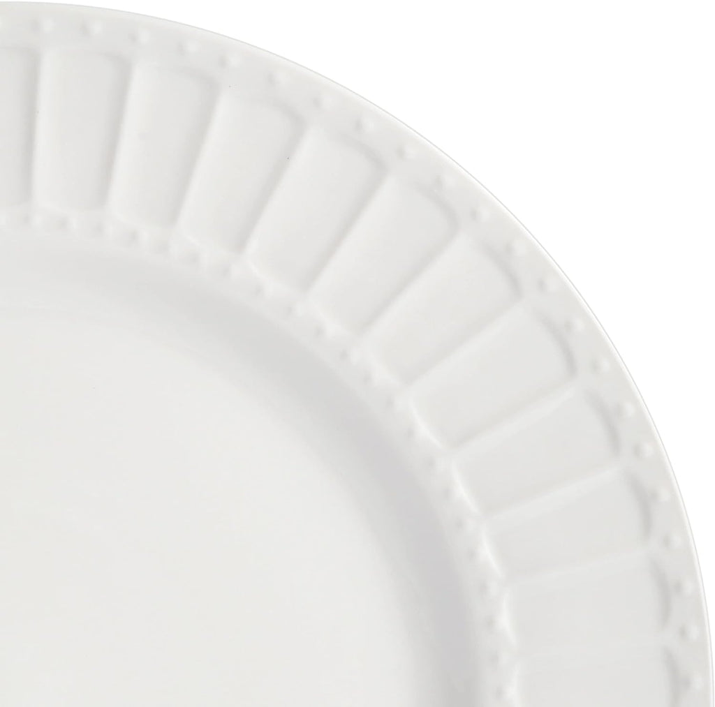 Zen Buffet Porcelain Ceramic Dinnerware Sets for 8, Plates and Bowls Set (40pcs), White Embossed Dishes