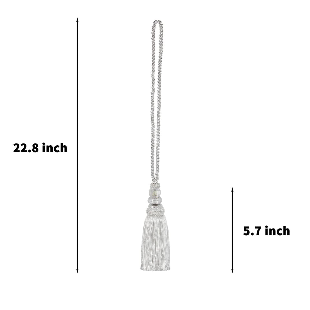 Curtain Tiebacks with Tassel, White - 4 Pack
