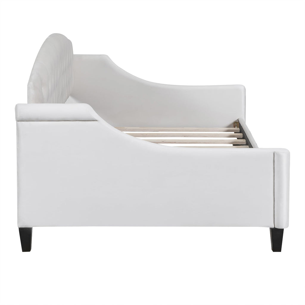 Twin Size Modern Luxury Tufted Button Daybed, Upholstered Twin Daybed Frame, Sofa Bed, Twin, Beige