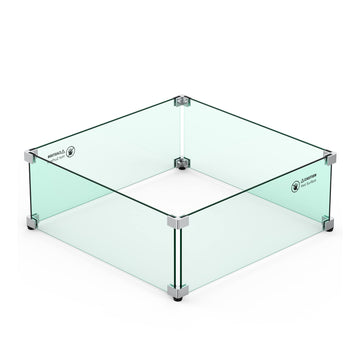 Glass Wind Guard for Fire Pit Square, 18"x18"x6"