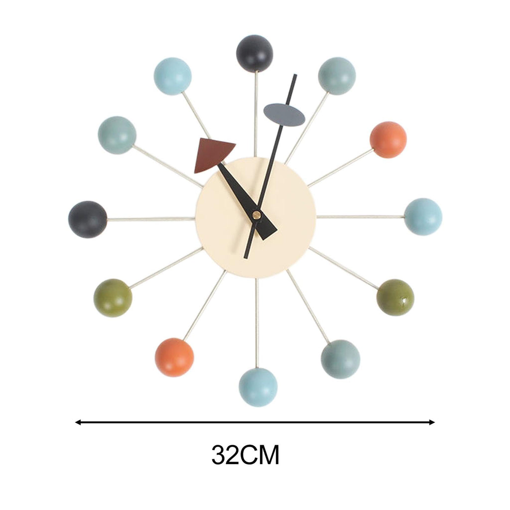 Inspired Nelson Style Round Ball Wood Wall Clock Decorative Wall Clock No Ticking Wall Hanging Clock Mid Century Home Decor Clocks