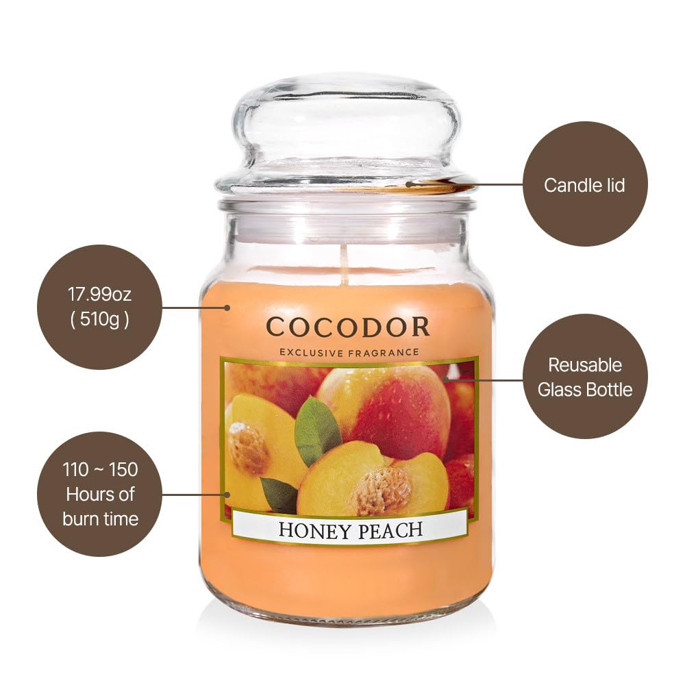 Candle Black Cherry Scented, Large Glass Jar 18oz Wick Candle, 110 Hours of Burn Time