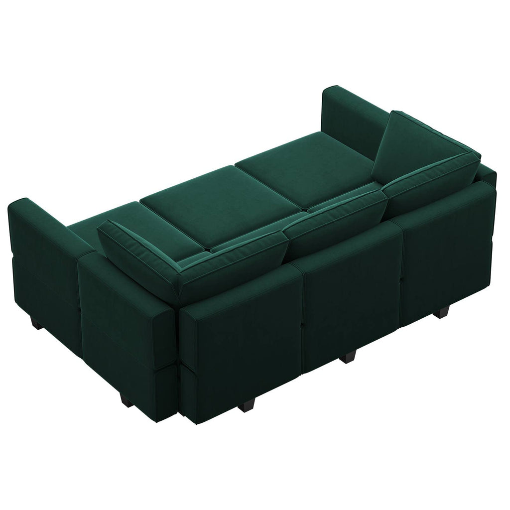 Modular Velvet Sectional Sofa with Chaise Lounge Sectional Sleeper Sofa with Storage Chaise Bed Couch Green