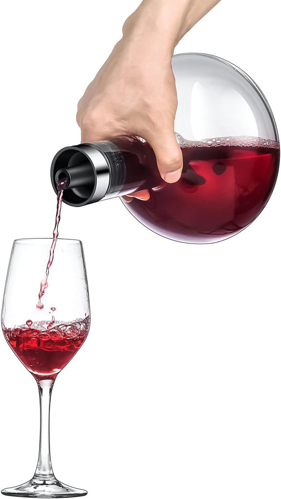 Circulation Wine decanter 50oz Wine Carafe with lid,100% Hand Blown Crystal Aerator decanter,Superior Red Wine