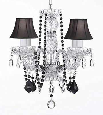 Chandeliers Lighting Empress Crystals(Tm) With Black Color Crystal And Black Shades - J10-Blackb2/Blackshades/26098/4
