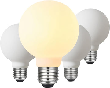 LED Light Bulb G25/G80 Dimmable Flick-Free Matt Porcelain White 120V 6W 2700K CRI95 High Color Accuracy Light Globe