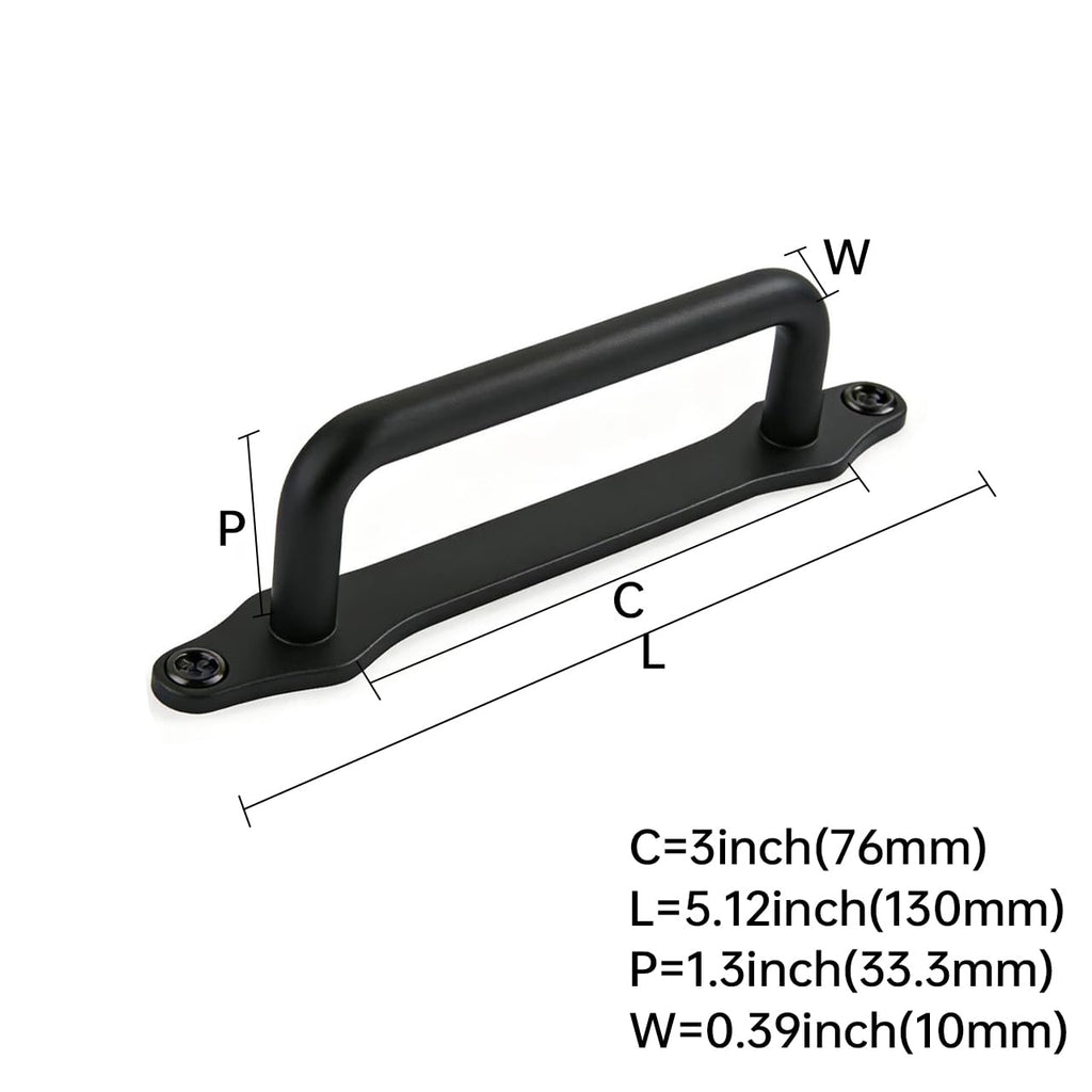 5 Pack 3 Inch Hole Center Matte Black Cabinet Pull with Backplate Solid Heavy Duty Handles with Backplate Cabinet