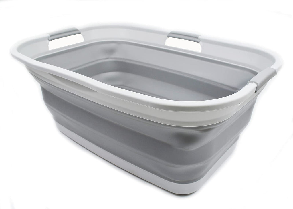 44L Collapsible Plastic Laundry Basket - Foldable Pop Up Storage Container/Organizer - Portable Washing Tub - Space