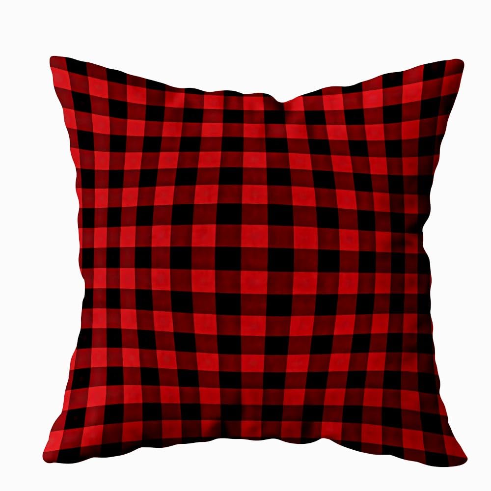 Red Black Buffalo Tartan Plaid Pillow Covers 24x24 Set of 2