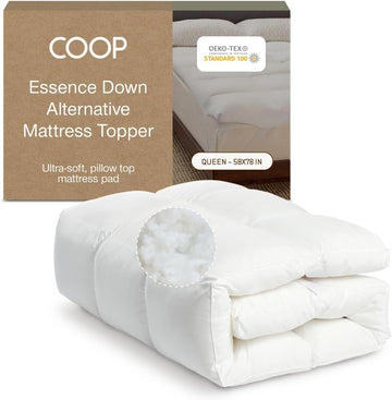 Home Goods Essence Down Alternative Mattress Topper Queen, Plush 2-Inch Gusset and Baffle Box Design for Even Support