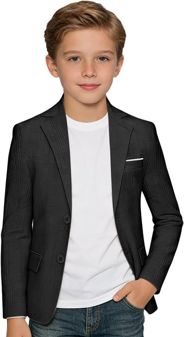 Boy's Blazer Seersucker Casual Summer Beach Wedding Sport Coats for Boys