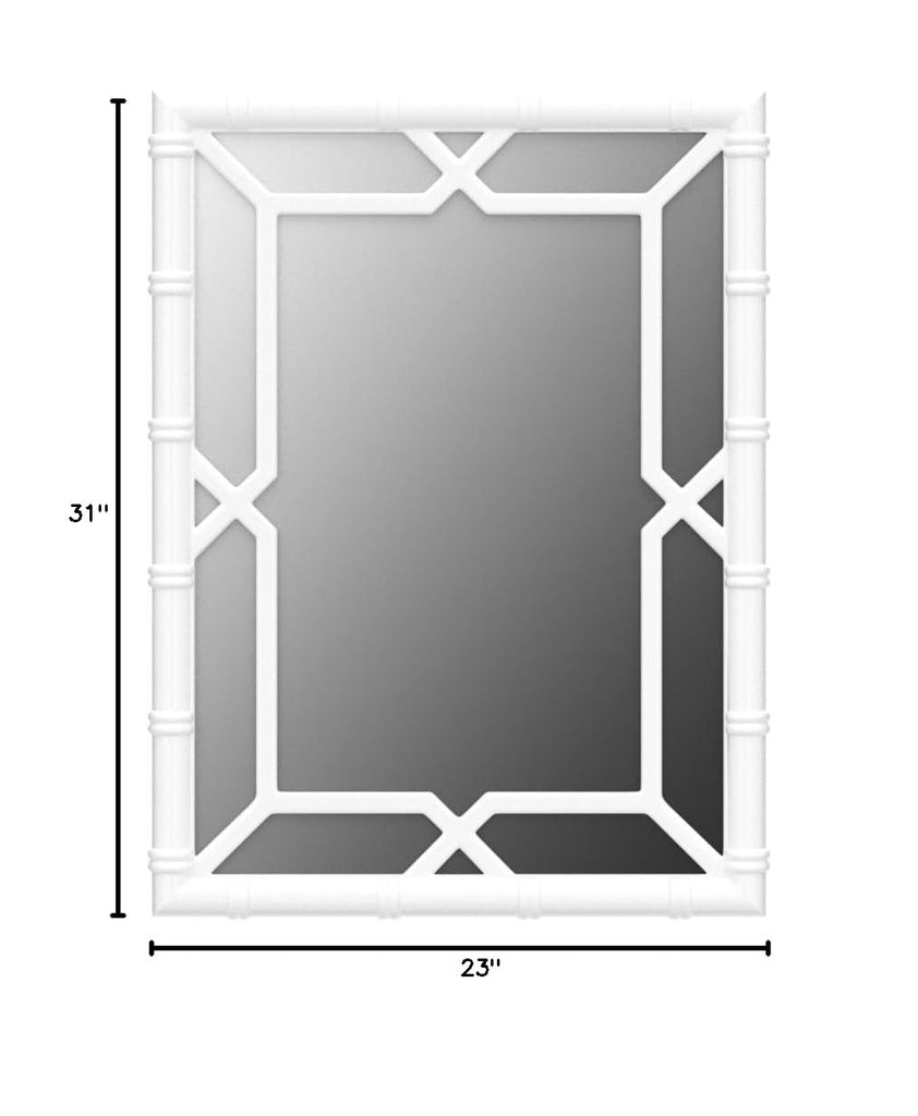 Bamboo-Look Solid Wood Window Pane Mirror 23" X 31" - White